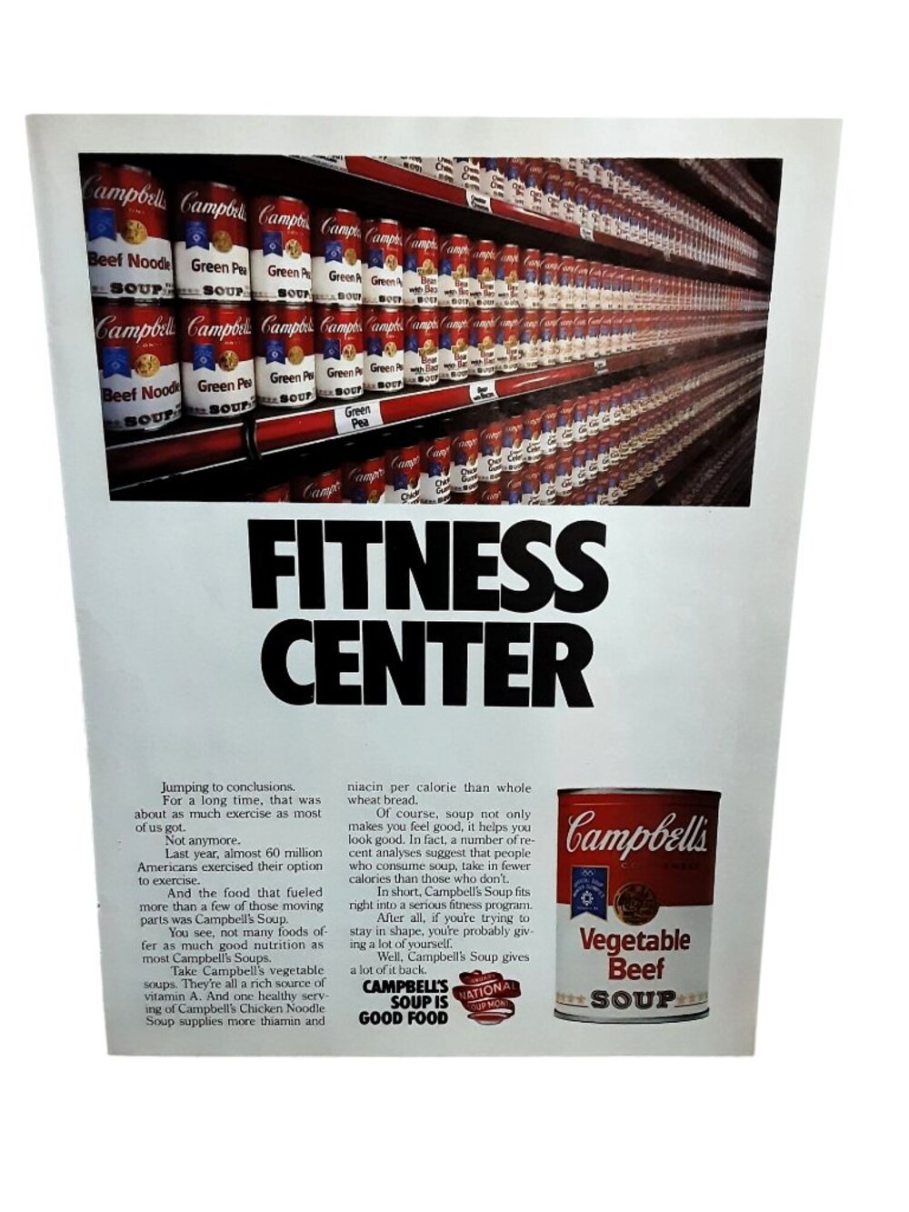 1983 Campbell's Soup Fitness Center Vintage Print Ad Vegetable Beef Soup